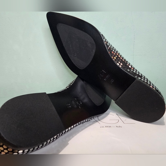 NIB AGL Rei Black & Light Capsule Satin Pointed Toe Flats Moccasin Loafers sz 38 - Picture 10 of 11